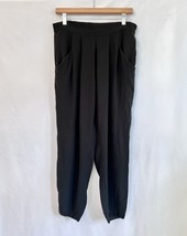 Eileen Fisher Pants SMALL Black 100% Silk Tapered Pleated Pockets Stretc... - $39.99