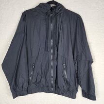 Fabletics Womens Track Jacket Oversized Hood Black Rain Hiking Campin Si... - $12.42