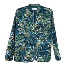 Alfred Dunner Women Green Blue Floral Leaves Full Zip Lightweight Jacket... - £7.50 GBP