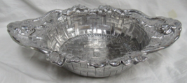 1998 Arthur Court Aluminum Bunny Rabbit Bowl Easter Basket Weave Dish 15&quot; X 11&quot; - £17.40 GBP