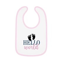 Hello World Contrast Trim Jersey Baby Bib - £21.57 GBP