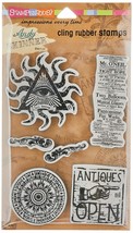 Stampendous ASCRS04 Curiosity Andy Skinner Cling Stamps Antique Look Dylusions - $15.99