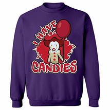 I Have Candy Candies Scary Clown Creepy Mask - Sweatshirt Purple - £37.97 GBP