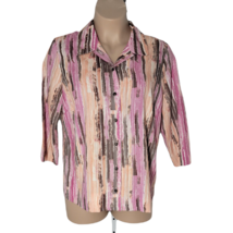 Koret Button Up Collared Shirt ~ Sz XL ~ Brown &amp; Pink ~ 3/4 Sleeve  - £14.38 GBP