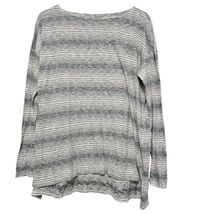 EILEEN FISHER Striped Boat Neck Long Sleeve Top Wm S White Gray Lagenloc... - $12.99