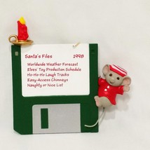 Checking Santa&#39;s Files Floppy Disc 1998 Ornament Hallmark Mouse Candle 3&quot; Mice - £11.79 GBP