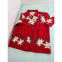 Vintage Hilo Hattie Women&#39;s Hawaiian Shirt Hibiscus Floral Lightweight Large L - £23.84 GBP