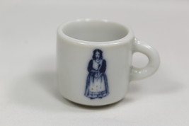 Vintage Delft Lady 2&quot; Miniature Blue White Porcelain Mug Cup Collector S... - £7.99 GBP