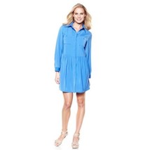 DG2 Diane Gilman Drop Waist Shirt Dress Hidden Button Down Blue Sz Large... - $39.95