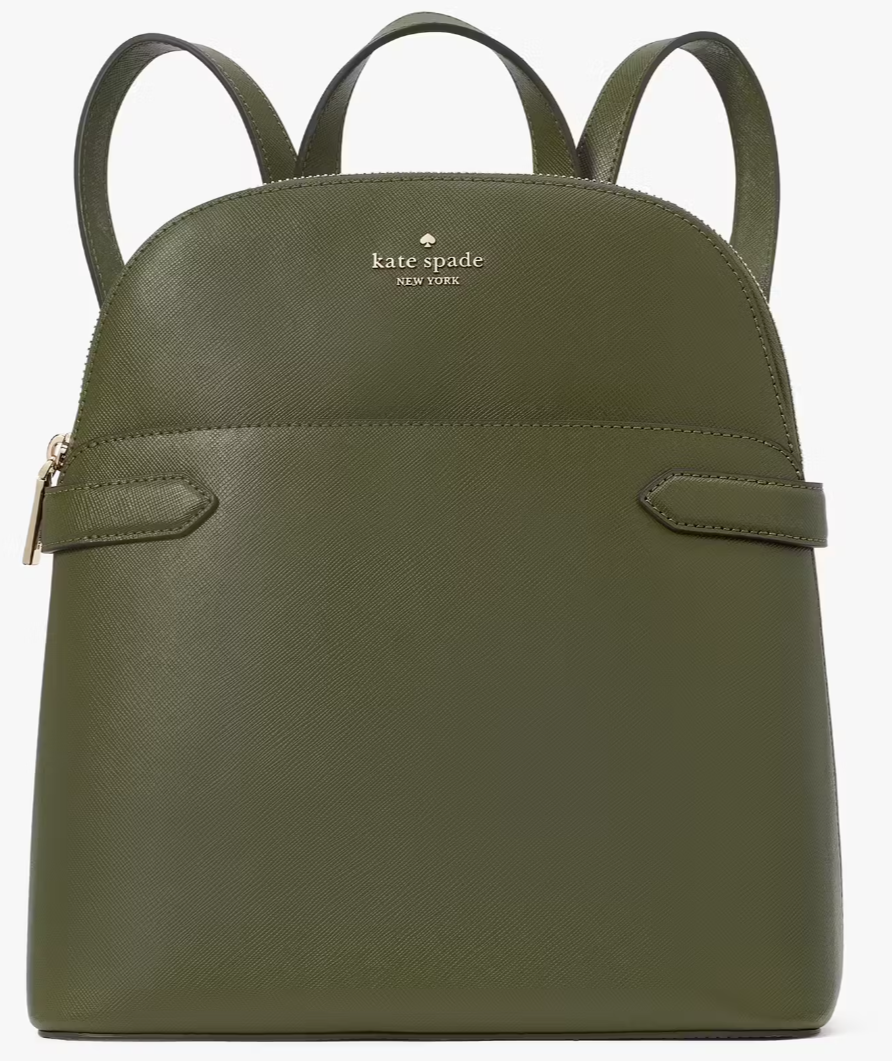 Kate Spade Staci Dome Backpack Dark Military Green Leather Bag KG021 NWT $359
