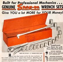 1949 Snap On Tools Wrench Set Advertisement Wrenches Ratchet Vintage E8P - $13.50