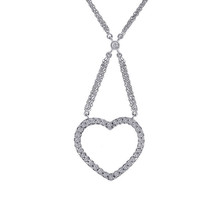 0.50 Carat Round Cut Diamond Heart Necklace 14K White Gold - £502.00 GBP