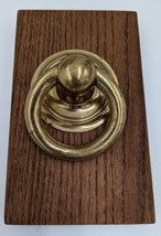 Brass Classic Ring Door Knocker on Wood Plaque Decor - £35.95 GBP