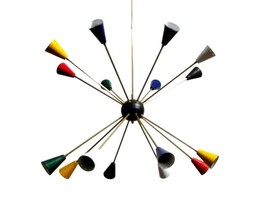 Mid Century Design Brass Sputnik chandelier multicolored 16 Arms Iconic ... - £251.33 GBP