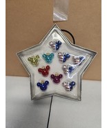 Disney Miniature Christmas Glass Ornament Set Mickey Head 10 pcs Stars &amp;... - $28.01