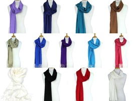 Variety Color Solid Soft Silky pashmina Shawl Wrap Women Pashmina Scarf Ladies - £14.34 GBP