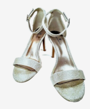Women High Heels Silver Sandal Size 7 Dressy Prom Bridal Formal WORTHINGTON - £15.97 GBP