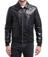 Men Leather Jacket Black Slim fit Biker Motorcycle Genuine Lambskin Jack... - £93.92 GBP