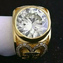 10MM Solitaire Moissanit Eigener 14K Gelb Vergoldet Verlobung Ring - £109.06 GBP