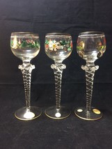 Antico Theresienthal Art Nouveau Dipinta/Smaltato Alto Vino Vetro Set Di 3 - $353.10