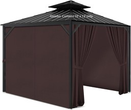 Gazebo Privacy Curtains 10&#39; X 12&#39; With Zipper 4-Panels Side Wall, Curtai... - $98.92