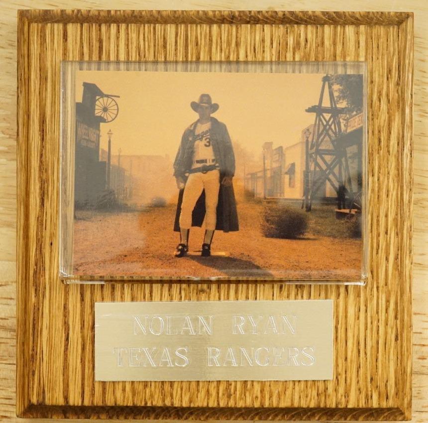 MLB Baseball Card Nolan Ryan Texas Rangers Oak Wood Plaque Mounted Item image 2