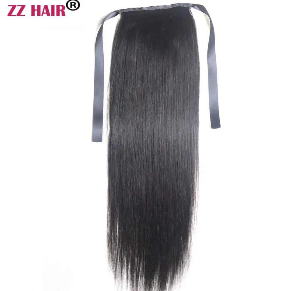 ZZHAIR Clips-in Human Remy Hair Extensions 16&quot;-28&quot; Ribbon Ponytail 120g - £188.63 GBP