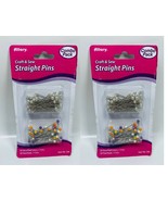 LOT OF 2 Allary Craft &amp; Sew 100 Straight Pins Pearlized and Assorted Colors - £6.24 GBP