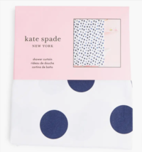 Kate Spade Deco Dot Toss Shower Curtain White Navy Polka Dot Big Circles NEW - £38.76 GBP