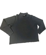 Talbots Women&#39;s Petite Large Black Long Sleeve Mock Neck 100% Cotton Shirt - $21.00
