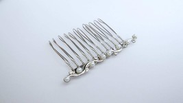 Small crystal and platinum pearl silver hair comb  barrette bridal clip - £6.35 GBP