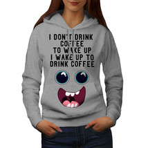 Wellcoda Drink Coffee Wake Up Womens Hoodie, Funny Casual Hooded Sweatshirt - £28.88 GBP