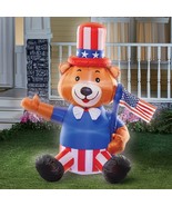 4FT Airblown Inflatable Patriotic Uncle Sam Bear Lighted July 4th Outdoo... - £27.33 GBP