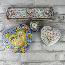 Brighton Jewelry Tins Gift Boxes Lot of 4 Rectangle &amp; Heart Shapes Lot #8 - £12.82 GBP