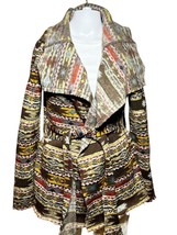 Cowgirl Justice Cardigan Sweater Women&#39;s Small Brown Aztec Belted Wester... - $26.09