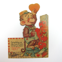 Vintage Valentine Card Mechanical Monkey Hammer Heart Building Tools 1920s-1930s - £20.03 GBP