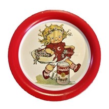 Vintage Campbells Soup Kids Advertising Tin Coaster 3 1/2&quot; Girl With Flo... - $8.15