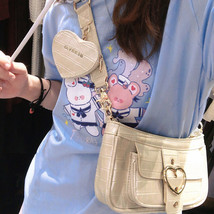 Xiuya Harajuku Kawaii Lolita Shoulder Bag Women PU Leather Candy Color Sweet Cut - £40.24 GBP