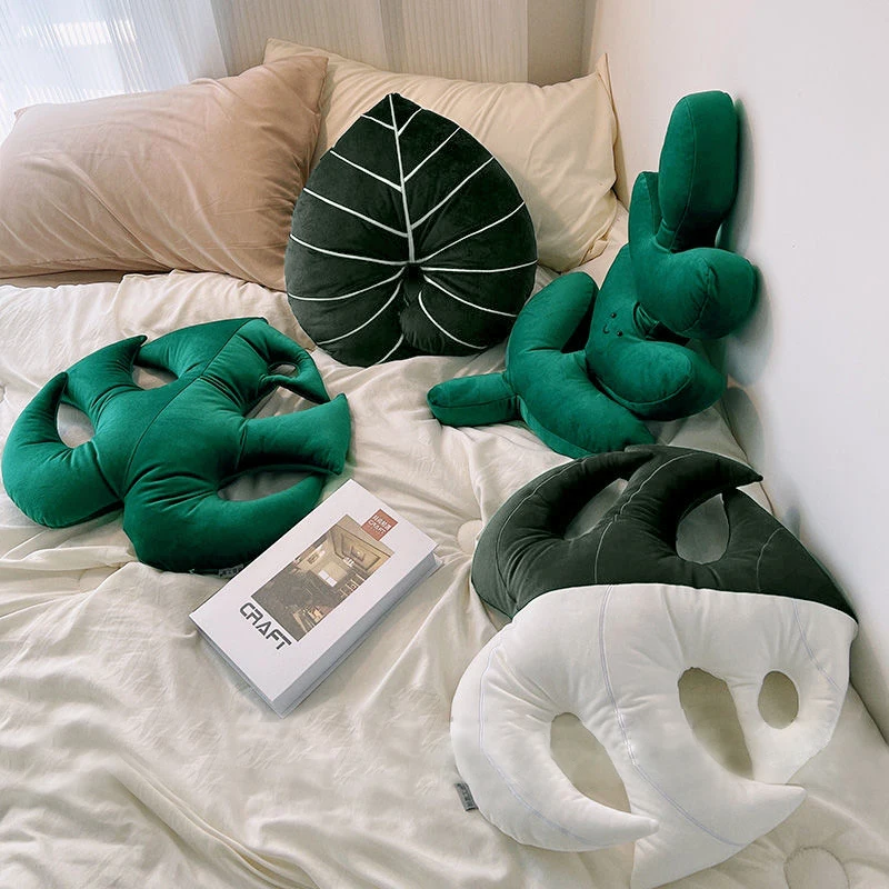 Ins Leaf Cushion Tropical Plants Throw Pillows for Sofa Bed Car Green Le... - £24.52 GBP