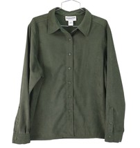 Pendleton Faux Suede Button Up Long Sleeve Shirt Top, Olive Green, Women... - $24.19