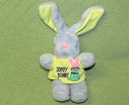 1988 Dan Dee Jumpy Bunny Plush Purple Rabbit Vintage 9&quot; Stuffed Animal w/T Shirt - £9.56 GBP
