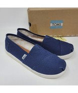 TOMS Classic Canvas Shoes Girls Youth Size 5.5 Navy Blue Slip On Casual ... - £20.44 GBP