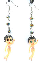 Betty Boop Earrings In Pink Swimsuit, Sexy Beach Babe, With Crystal Accents - $20.34