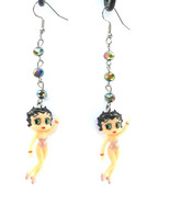 Betty Boop Earrings In Pink Swimsuit, Sexy Beach Babe, With Crystal Accents - $21.68