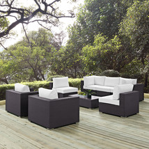 Convene 8 Piece Outdoor Patio Sectional Set Espresso White EEI-2203-EXP-WHI-SET - £2,676.89 GBP