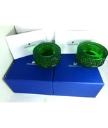 Swarovski 2 Crystal Shimmer Tea Light Candle Holder Green In Brand Box &amp;... - £414.79 GBP