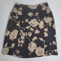 Ann Taylor LOFT Womens Skirt Size 2 P Petite Black Tan Floral Lined Pleats - £14.93 GBP