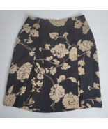 Ann Taylor LOFT Womens Skirt Size 2 P Petite Black Tan Floral Lined Pleats - £14.93 GBP