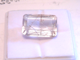 Rare Clear Gold Rutile Needle Quartz Emerald 24x16x11mm 32.72ct Natural Gemstone - $113.39