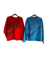 Vintage Nike Red Tag Blue &amp; Red Sweatshirt LOT Big Swoosh Spellout Logo ... - $81.24 CAD